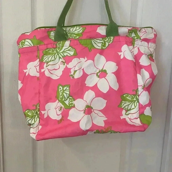 Lesportsac x Lilly Pulitzer Nylon Large Tote Bag Pink Green Floral